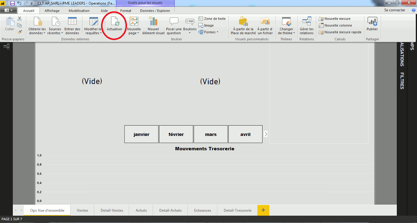 Naviguer dans un tableau de bord Power BI for Desktop