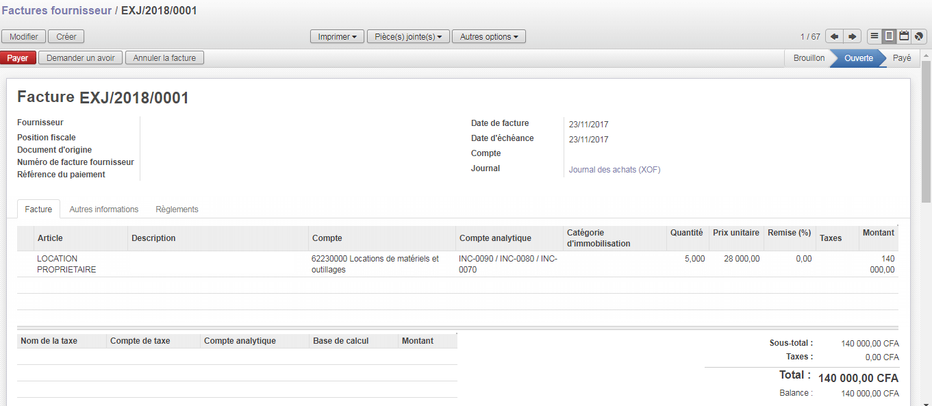Imputation analytique au moment de la facturation