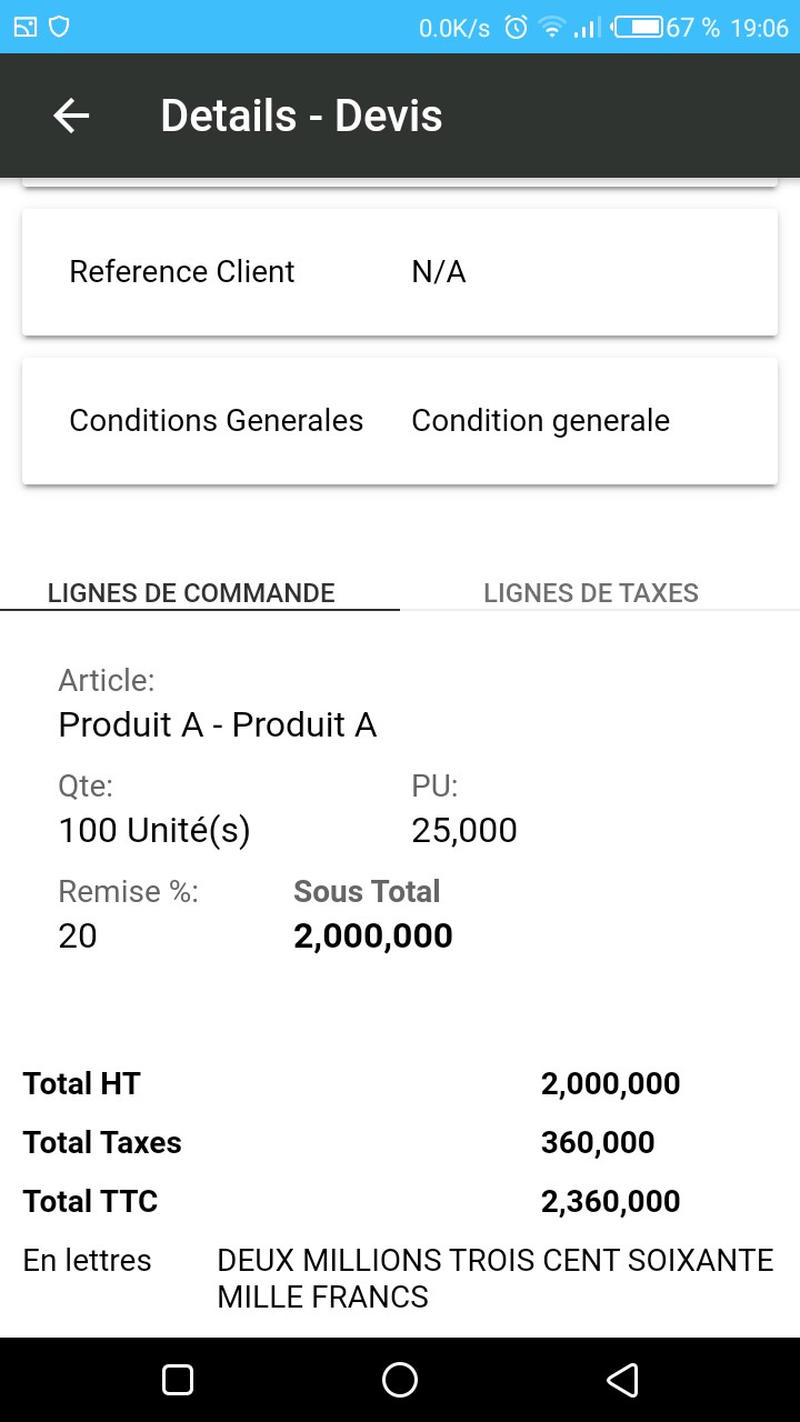 Details Lignes de Devis