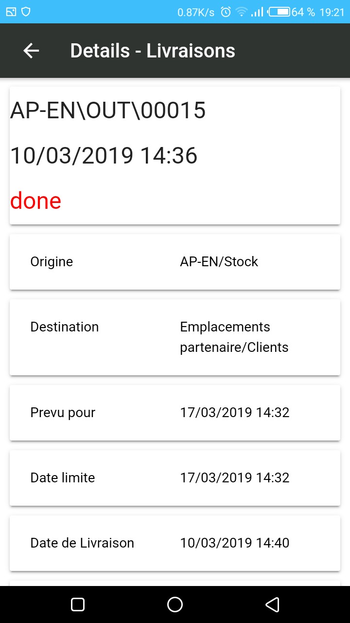 Vue DetailLivraison stock